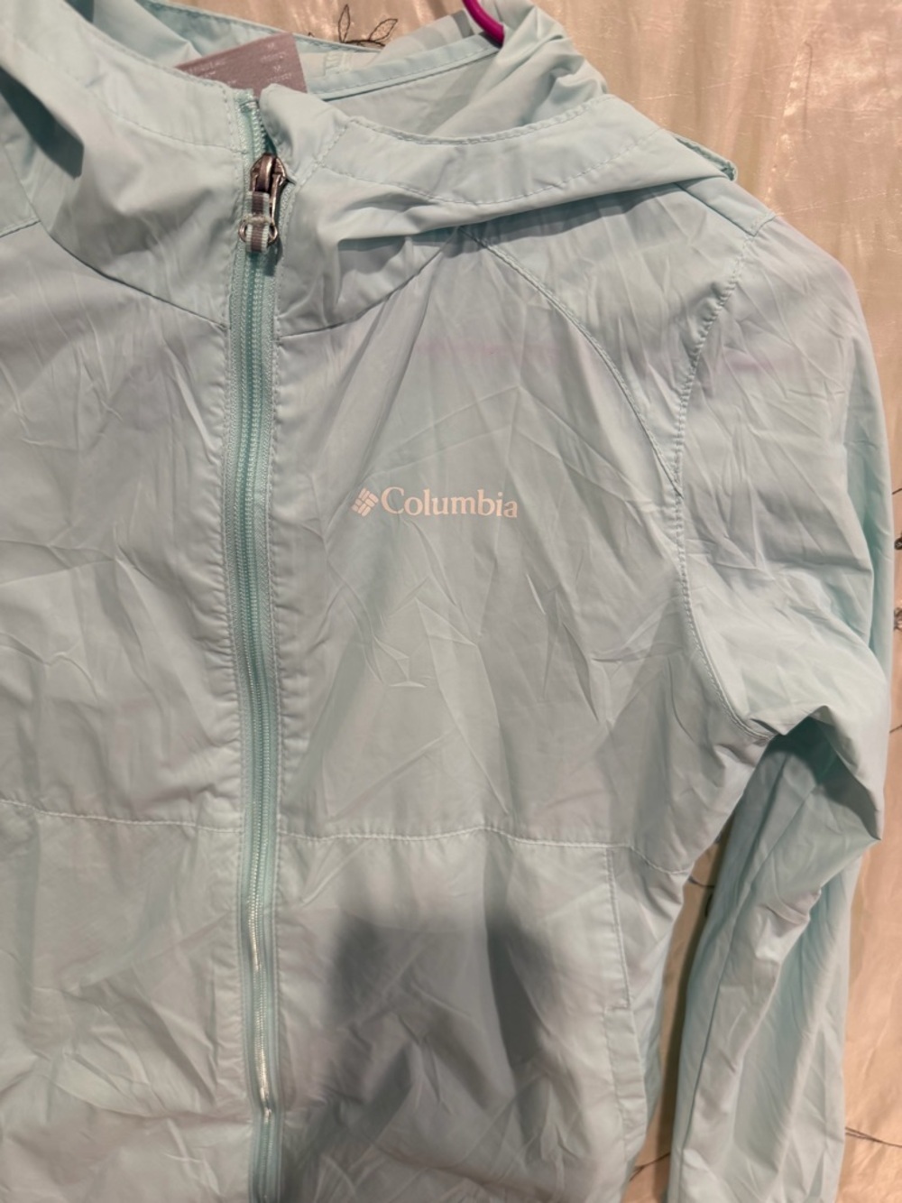 Columbia Mint Blue Hooded Windbreaker Jacket - Picture 6 of 6